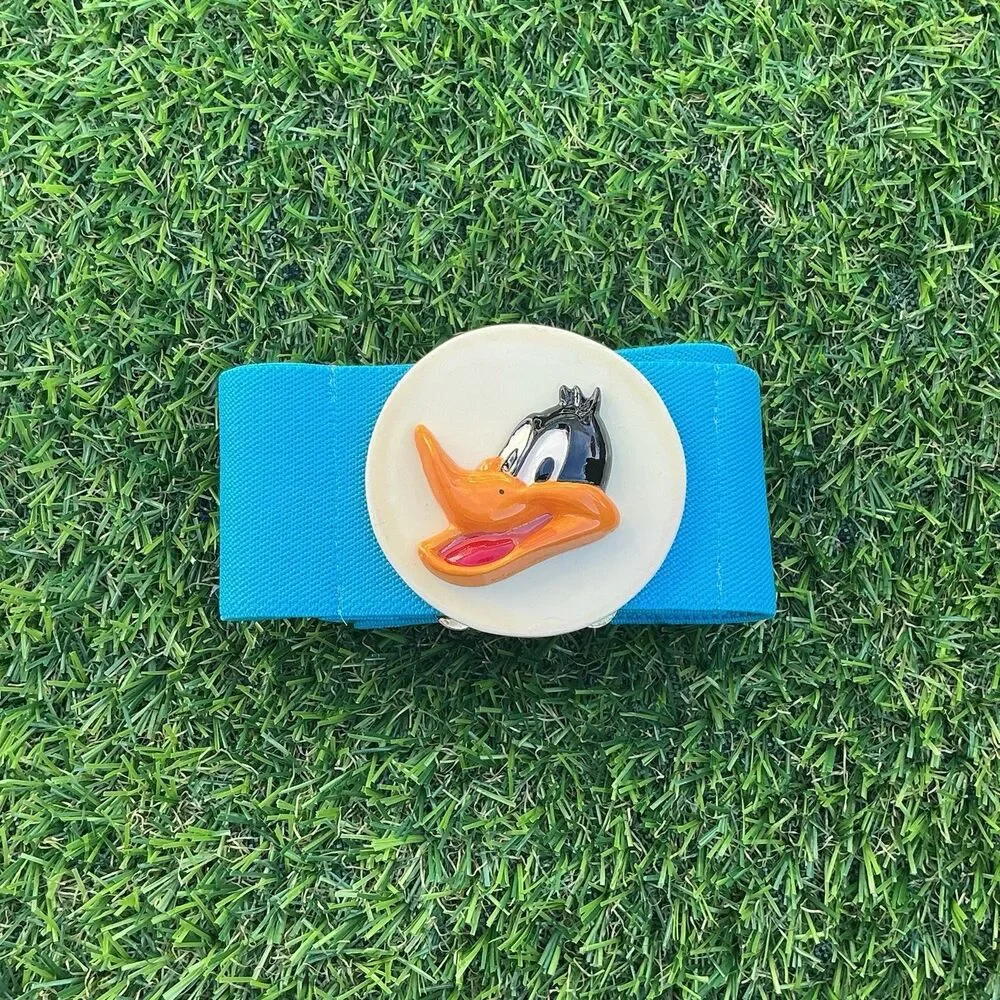 Vintage Daffy Duck Looney Tunes Blue Stretch Belt 3D Character Buckle 31”